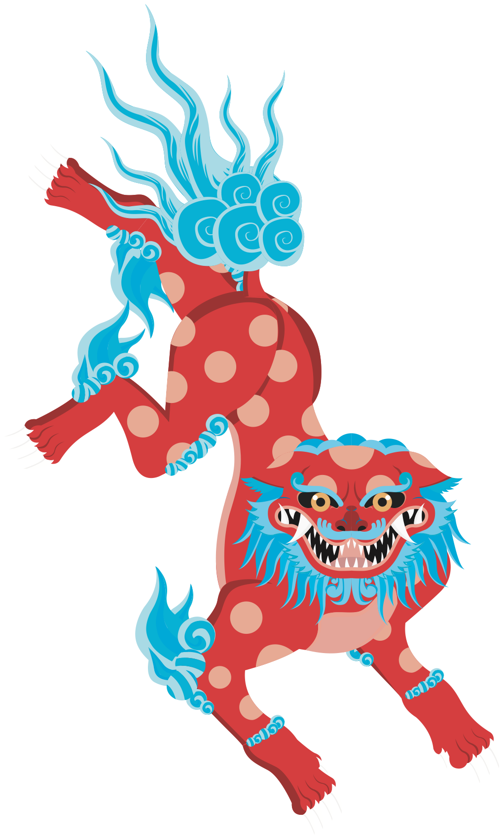 Foo dog rosso, illustrazione vettoriale